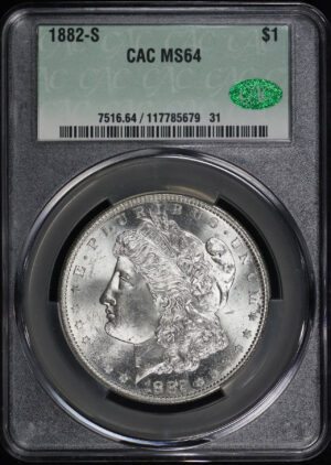 Obverse of this 1882-S Morgan Dollar CACG MS-64