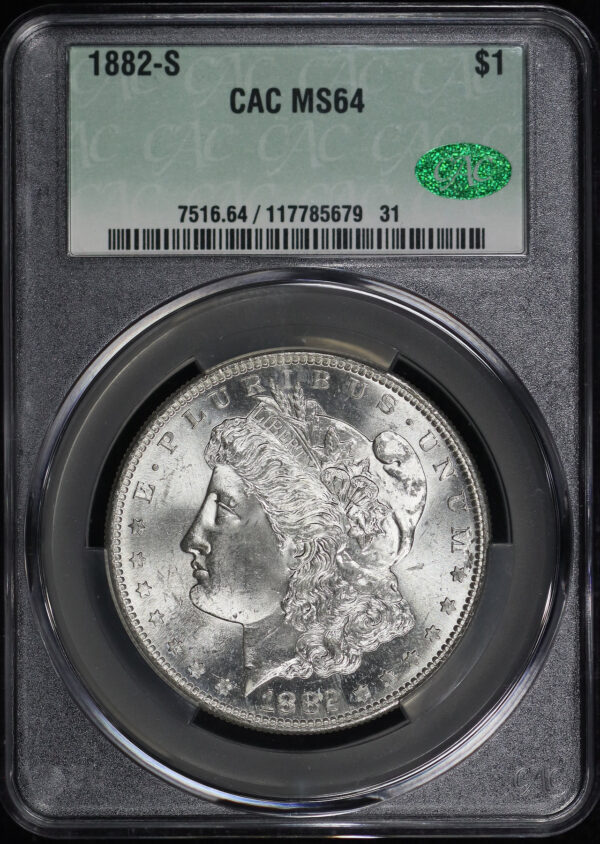 Obverse of this 1882-S Morgan Dollar CACG MS-64