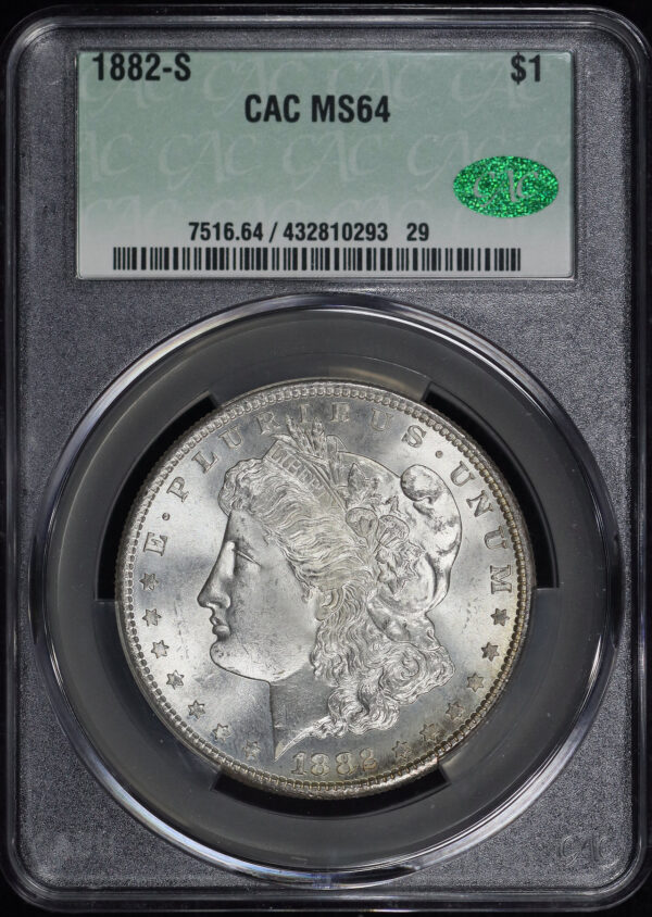 Obverse of this 1882-S Morgan Dollar CACG MS-64
