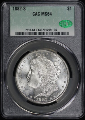 Obverse of this 1882-S Morgan Dollar CACG MS-64