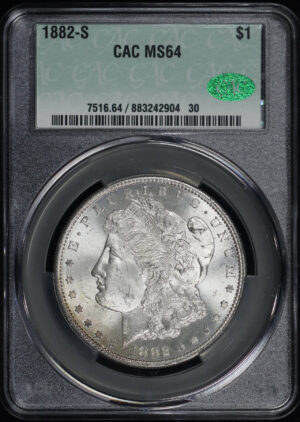 Obverse of this 1882-S Morgan Dollar CACG MS-64