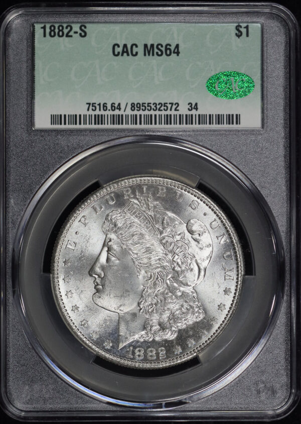 Obverse of this 1882-S Morgan Dollar CACG MS-64