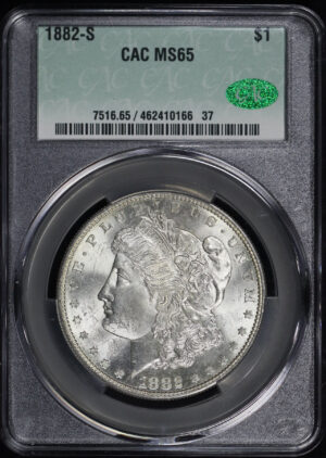 Obverse of this 1882-S Morgan Dollar CACG MS-65