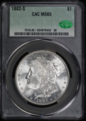Obverse of this 1882-S Morgan Dollar CACG MS-65