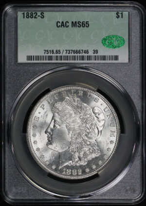 Obverse of this 1882-S Morgan Dollar CACG MS-65