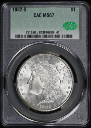 Obverse of this 1882-S Morgan Dollar CACG MS-67