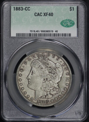 Obverse of this 1883-CC Morgan Dollar CACG XF-40