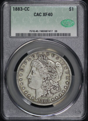 Obverse of this 1883-CC Morgan Dollar CACG XF-40