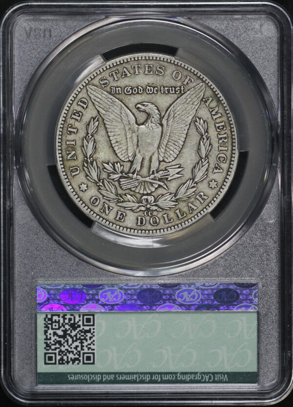 Reverse of this 1883-CC Morgan Dollar CACG XF-40
