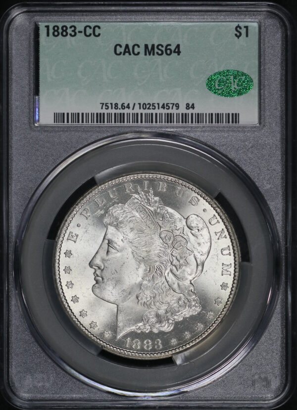 Obverse of this 1883-CC Morgan Dollar CACG MS-64
