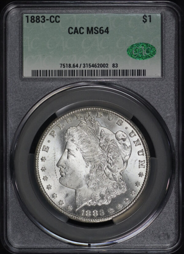 Obverse of this 1883-CC Morgan Dollar CACG MS-64