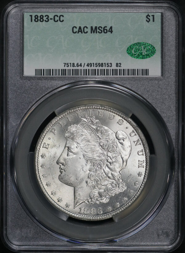 Obverse of this 1883-CC Morgan Dollar CACG MS-64