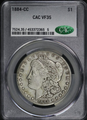 Obverse of this 1884-CC Morgan Dollar CACG VF-35