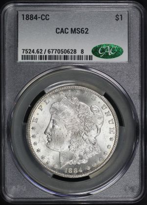 Obverse of this 1884-CC Morgan Dollar CACG MS-62