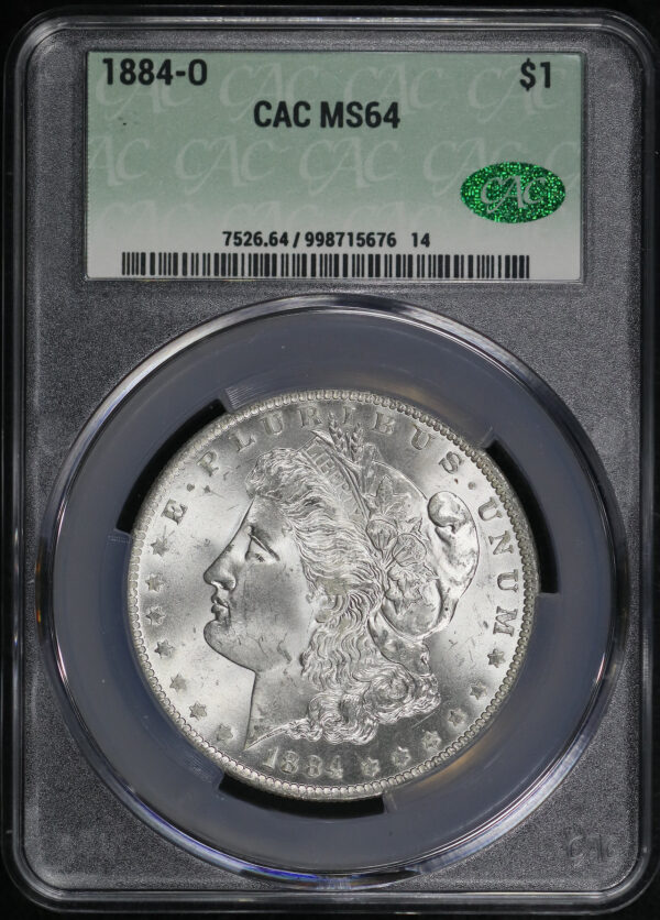 Obverse of this 1884-O Morgan Dollar CACG MS-64