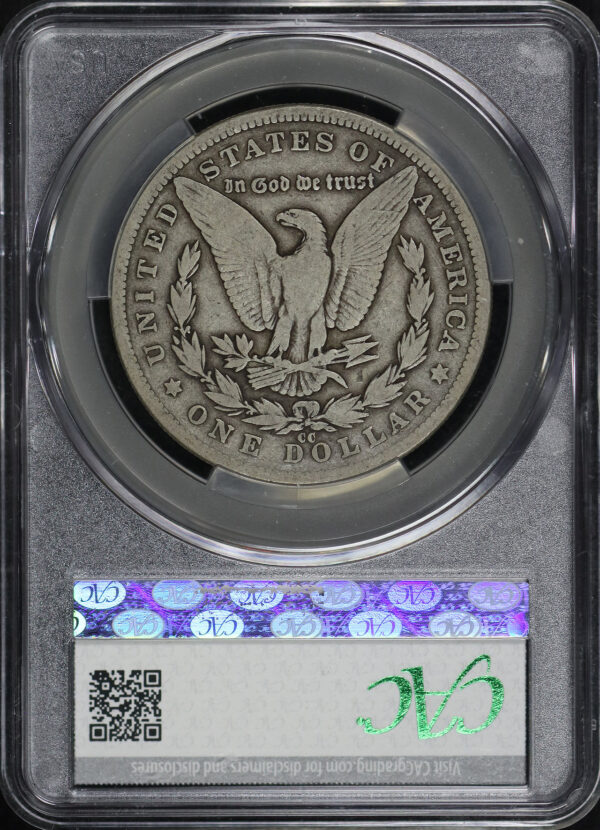 Reverse of this 1885-CC Morgan Dollar CACG G-6