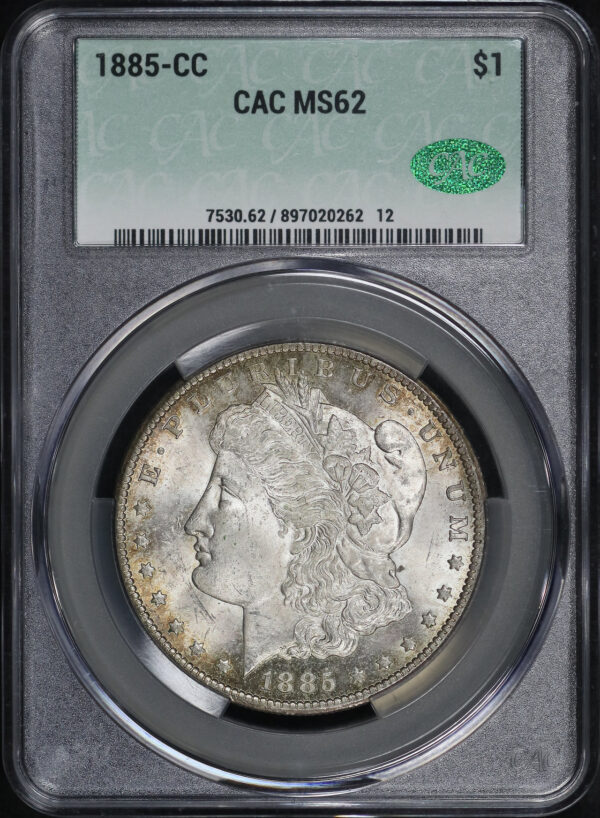 Obverse of this 1885-CC Morgan Dollar CACG MS-62