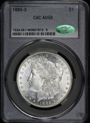 Obverse of this 1885-S Morgan Dollar CACG AU-58