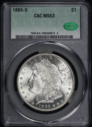 Obverse of this 1885-S Morgan Dollar CACG MS-63