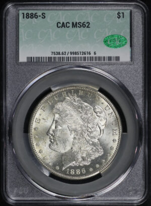 Obverse of this 1886-S Morgan Dollar CACG MS-62
