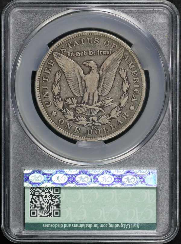 Reverse of this 1889-CC Morgan Dollar CACG F-12