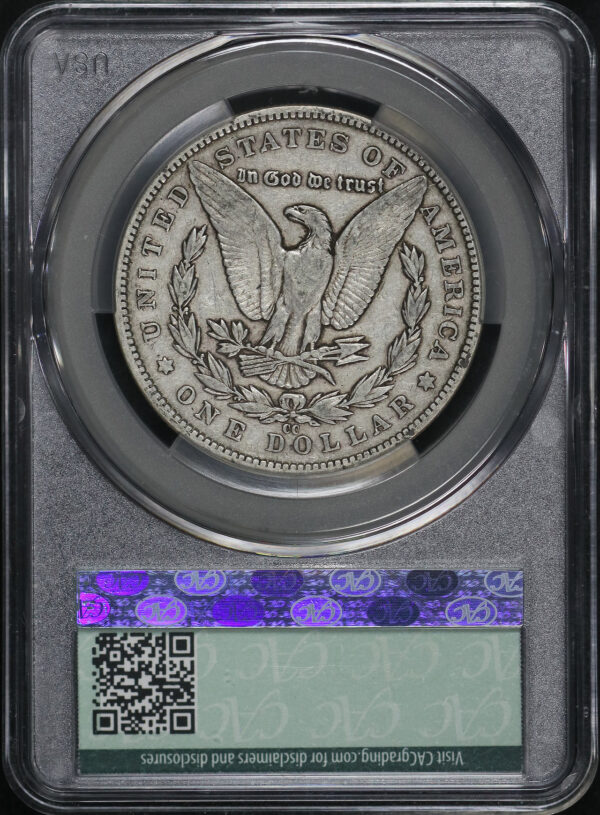 Reverse of this 1890-CC Morgan Dollar CACG VF-25