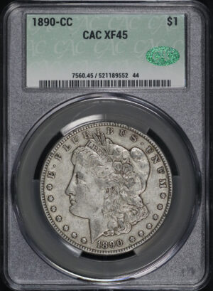 Obverse of this 1890-CC Morgan Dollar CACG XF-45