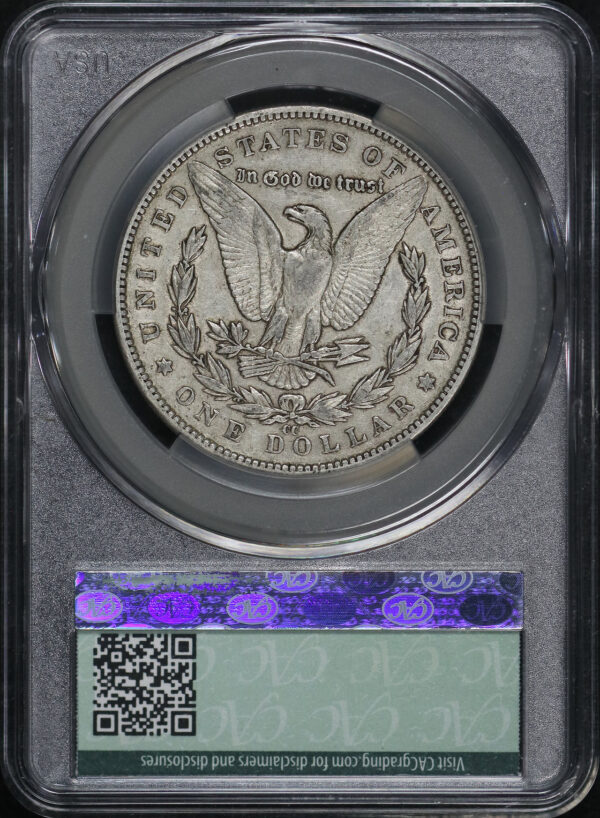 Reverse of this 1890-CC Morgan Dollar CACG XF-45