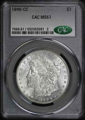 Obverse of this 1890-CC Morgan Dollar CACG MS-61