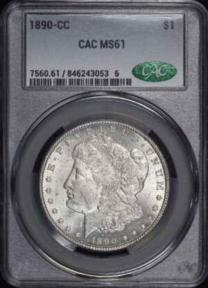 Obverse of this 1890-CC Morgan Dollar CACG MS-61