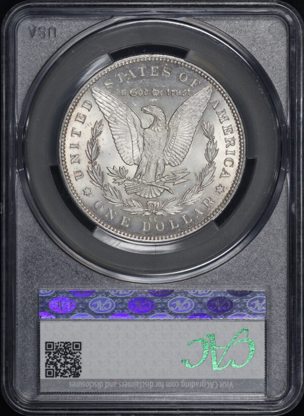 Reverse of this 1890-CC Morgan Dollar CACG MS-61
