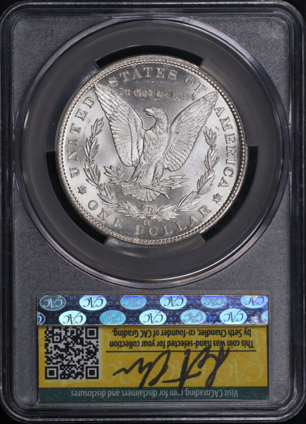 Reverse of this 1890-CC Morgan Dollar CACG MS-64 