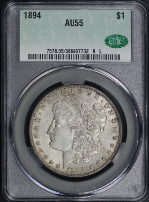 Obverse of this 1894 Morgan Dollar CACG AU-55 CAC