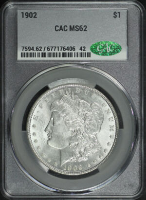 Obverse of this 1902 Morgan Dollar CACG MS-62