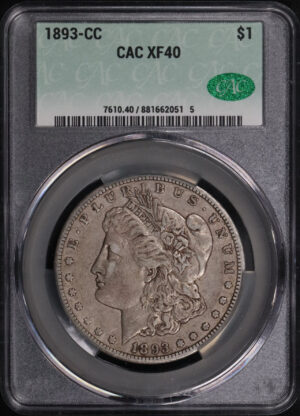 Obverse of this 1893-CC Morgan Dollar CACG XF-40
