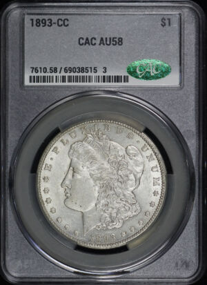 Obverse of this 1893-CC Morgan Dollar CACG AU-58