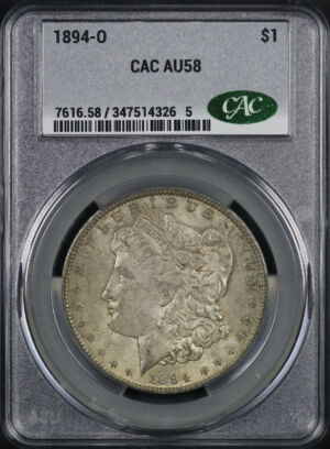 Obverse of this 1894-O Morgan Dollar CACG AU-58