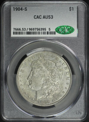 Obverse of this 1904-S Morgan Dollar CACG AU-53