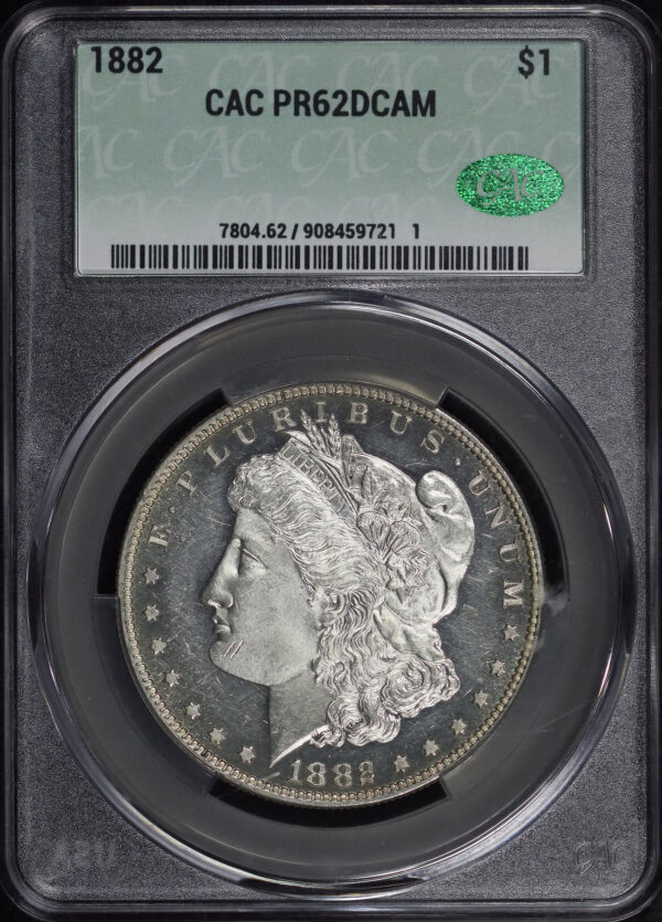 Obverse of this 1882 Morgan Dollar CACG MS-62 DCAM