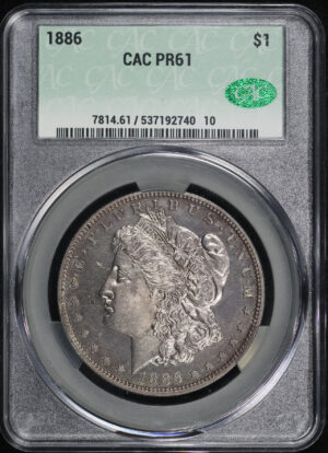 Obverse of this 1886 Morgan Dollar CACG PR-61