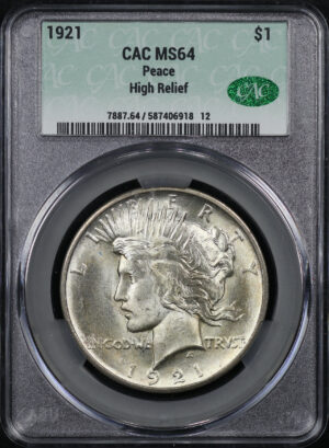 Obverse of this 1921 Peace Dollar CACG MS-64