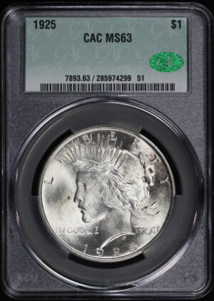 Obverse of this 1925 Peace Dollar CACG MS-63