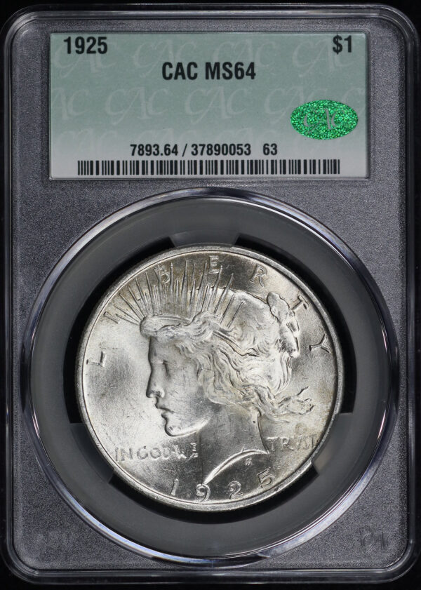 Obverse of this 1925 Peace Dollar CACG MS-64
