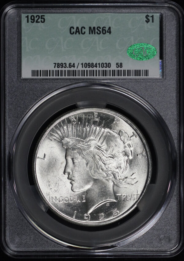 Obverse of this 1925 Peace Dollar CACG MS-64