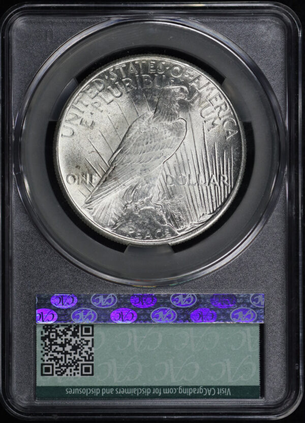Reverse of this 1925 Peace Dollar CACG MS-64