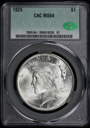 Obverse of this 1925 Peace Dollar CACG MS-64