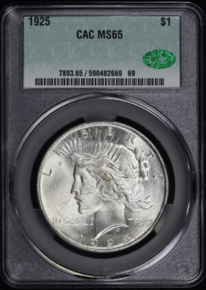Obverse of this 1925 Peace Dollar CACG MS-65