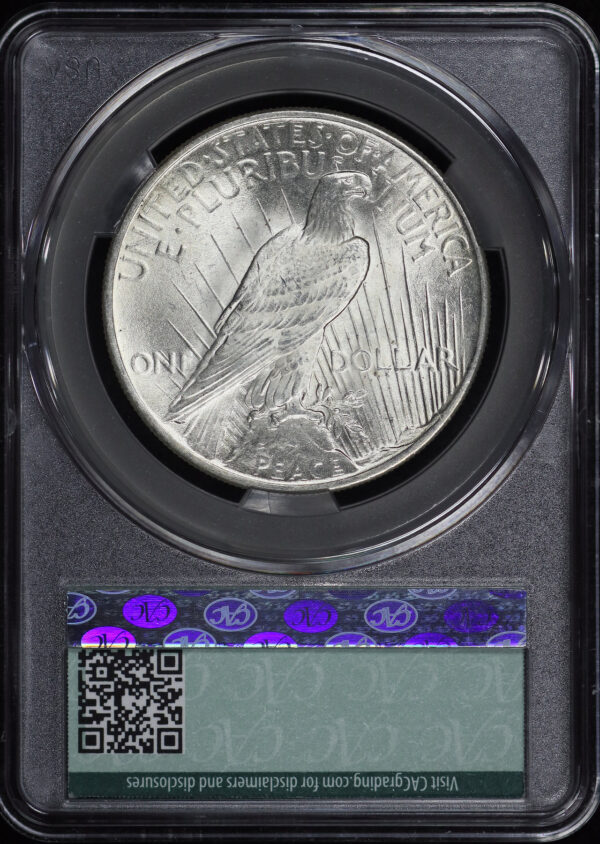 Reverse of this 1925 Peace Dollar CACG MS-65