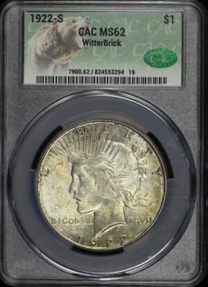 Obverse of this 1922-S Peace Dollar CACG MS-62