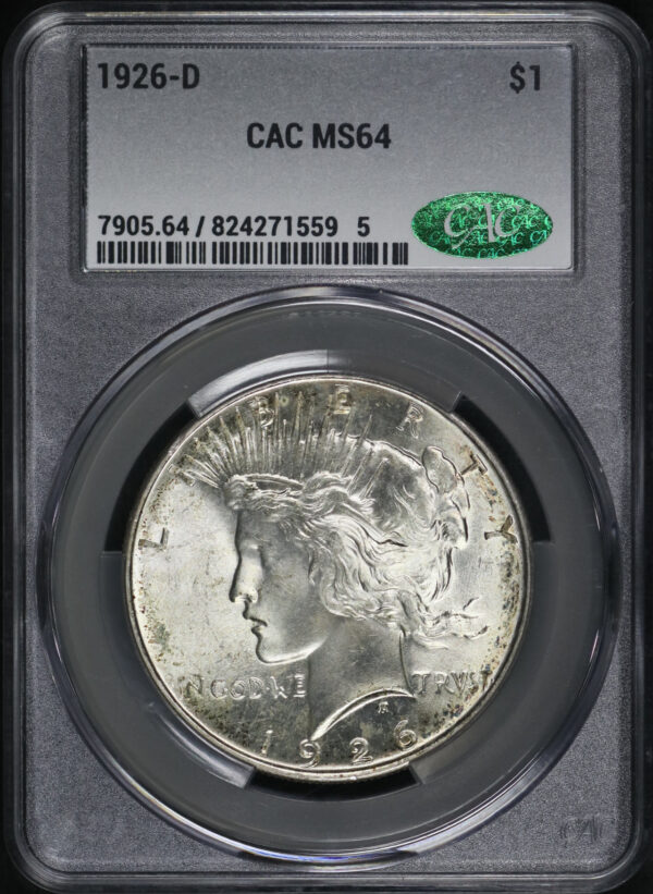 Obverse of this 1926-D Peace Dollar CACG MS-64